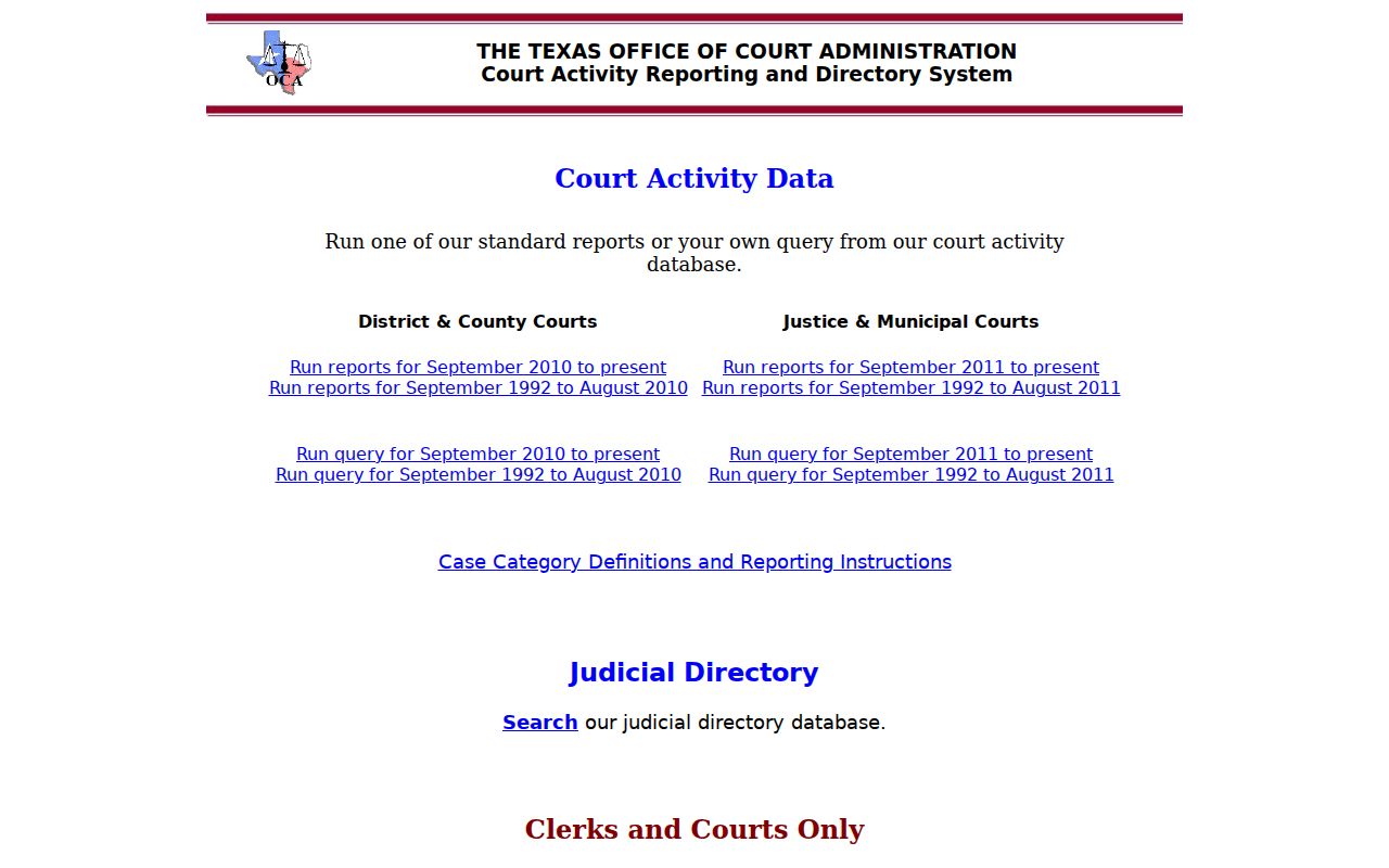 Texas CARD court activity reporting portal